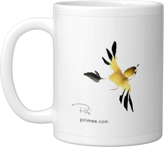 Piri Mee Arts: Birds In Chinese Brush Ceramic Mug