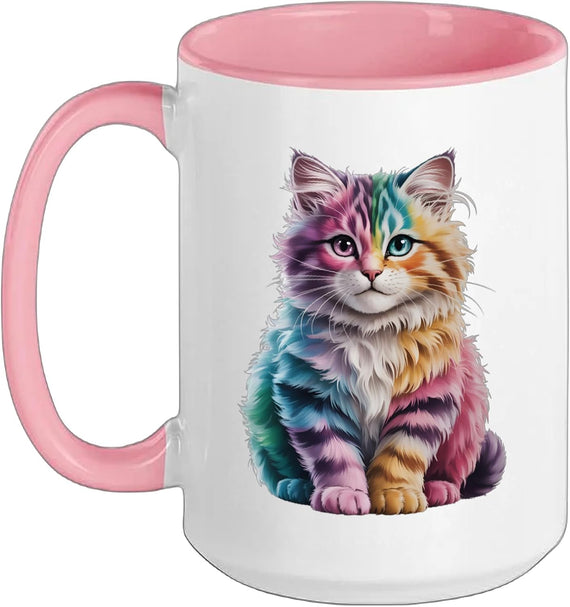 Portrait Cozy Cat Colorful Magical Womens Girls Ceramic Mug