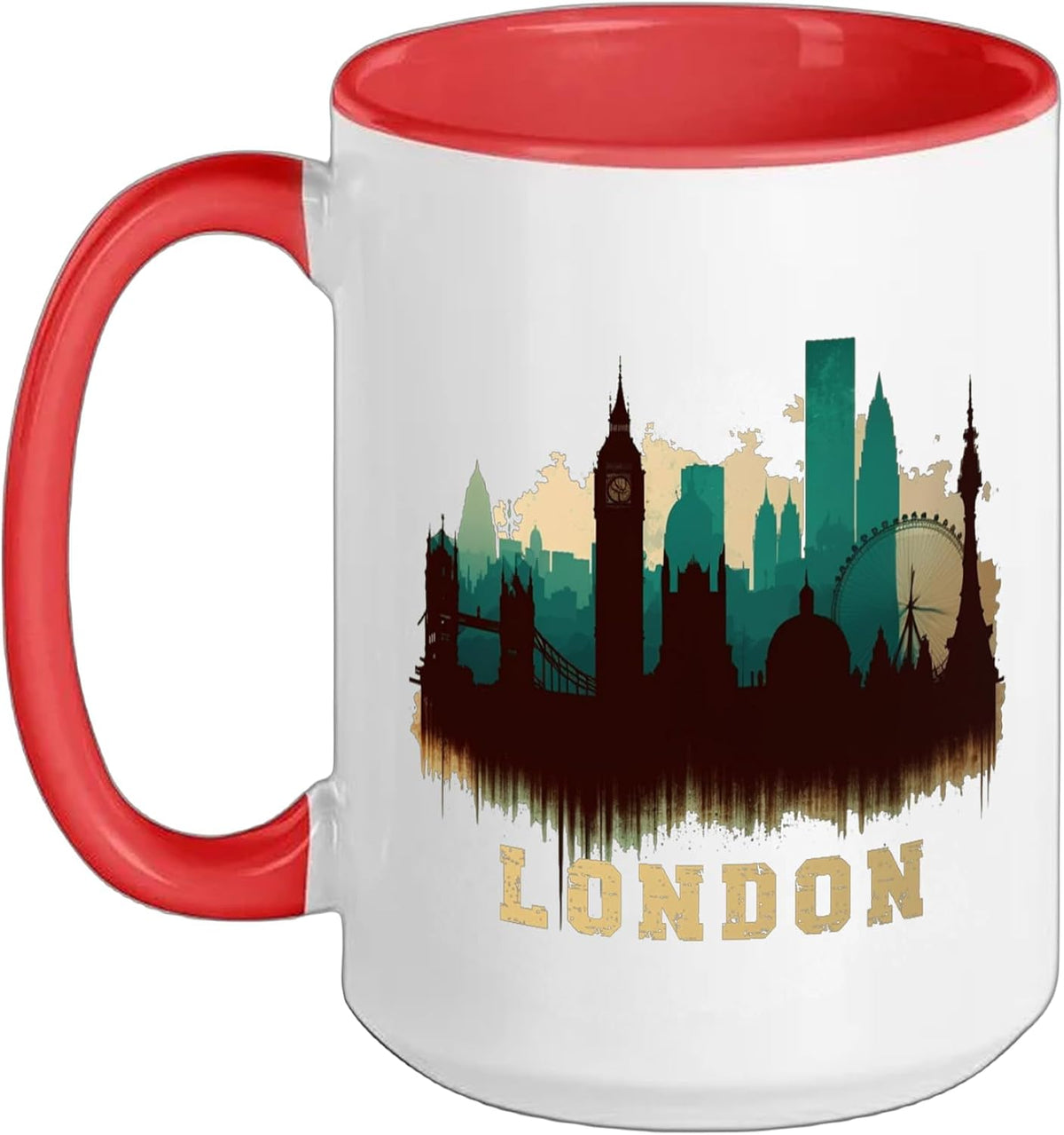 Retro Style London, England City Skyline Ceramic Mug