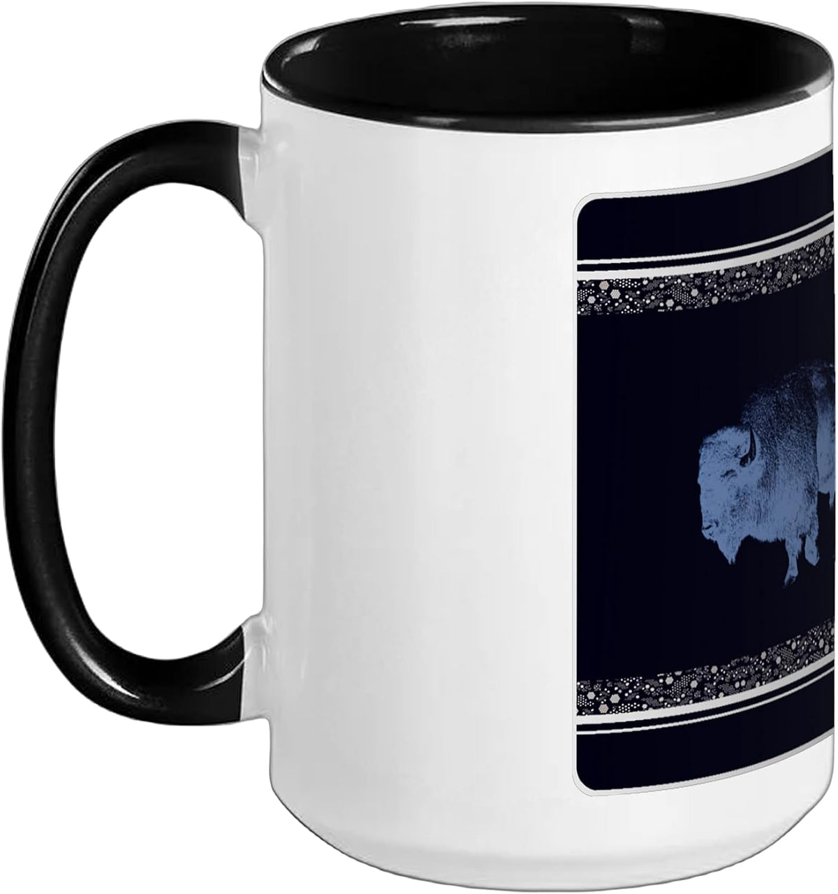 Buffalo Honeycomb Stripes Blue & White Ceramic Mug