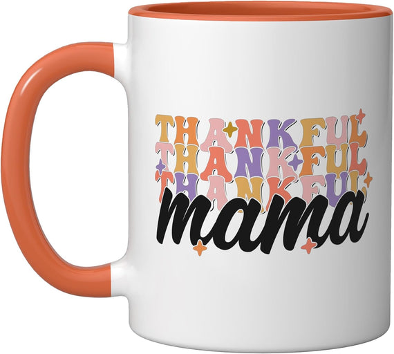Retro Thankful Mama Groovy Thanksgiving Ceramic Mug