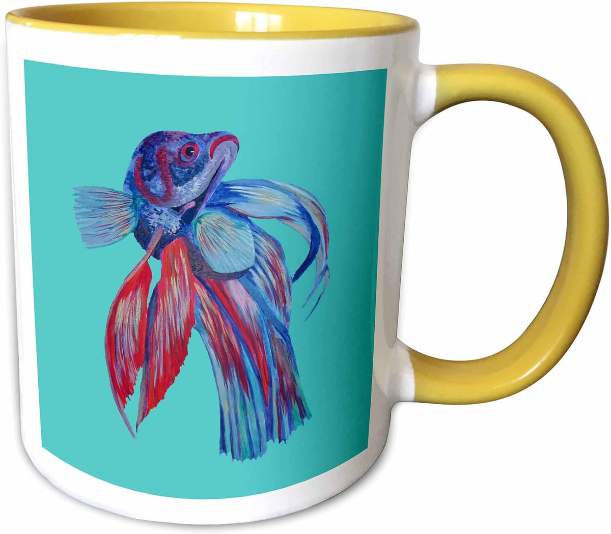 Blue & Red Siamese Fighting Fish Betta Ceramic Mug