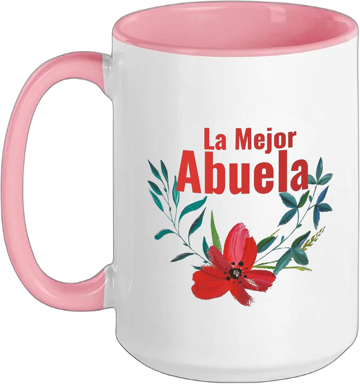 La Mejor Abuela Floral Red Flower Grandma Ceramic Mug