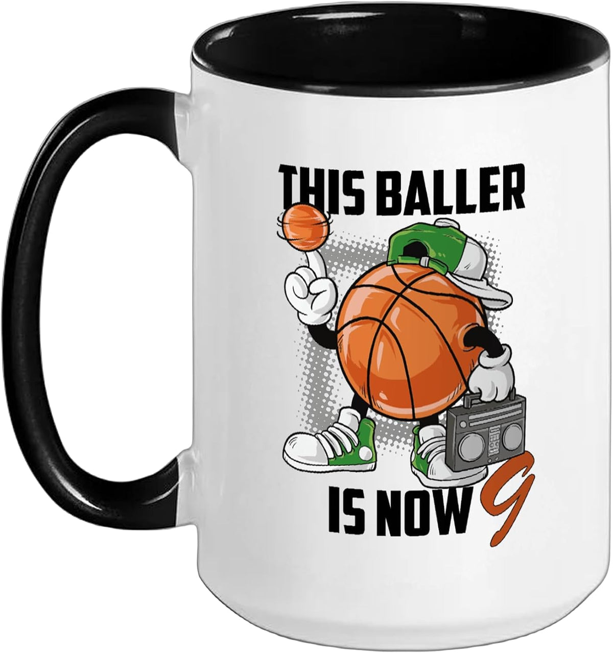 9th Birthday Basketball Player Funny 9 Years Old Kids Boys Ceramic Mug