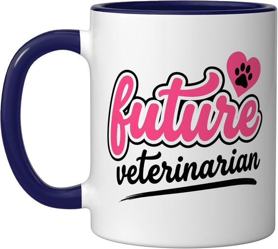 Future Veterinarian Pink Paw Animal Doctor Vet Student Ceramic Mug