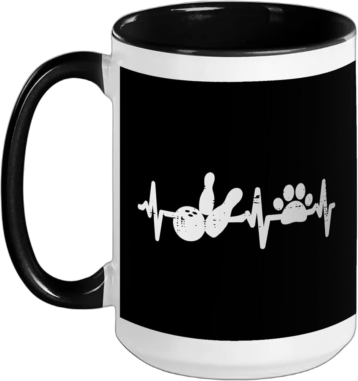 Bowling Heartbeat Dog Cat Paw Cute Pet Bowler Women Kids Ceramic Mug