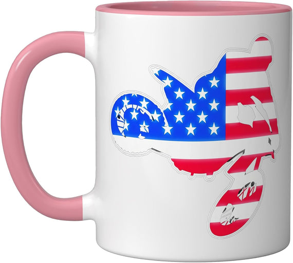 American Flag Dirt Bike Silhouette Stars Stripes Ceramic Mug
