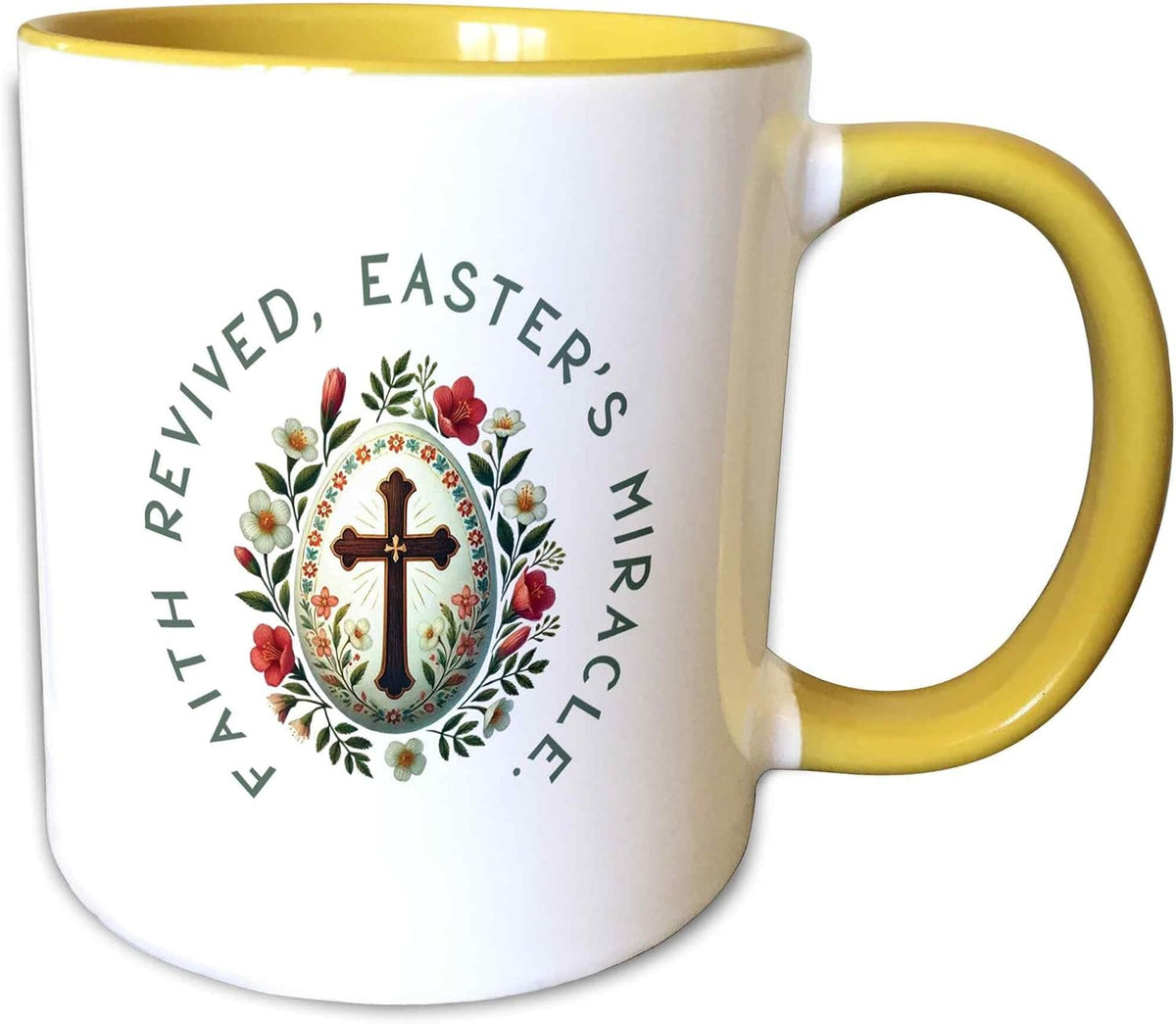 Faith Revived, Easters Miracle. Painted Egg Ceramic Mug