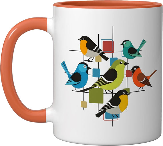 Birds Midcentury Mid Century Art Retro Atomic Age Space Ceramic Mug