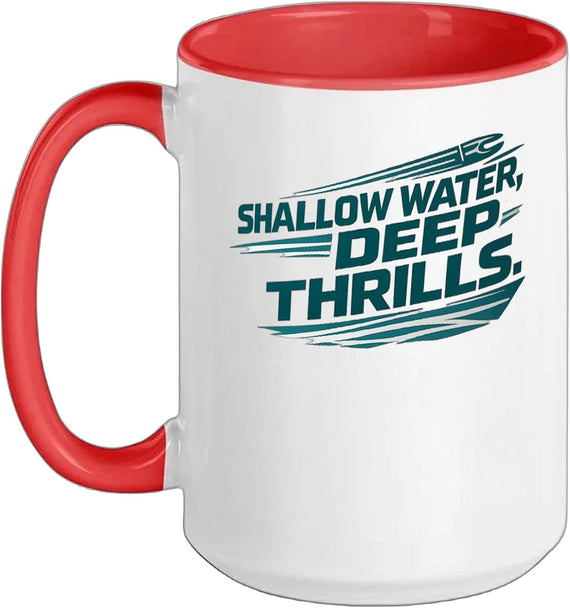 Shallow Water Deep Thrills Bowfishing Funny Ceramic Mug