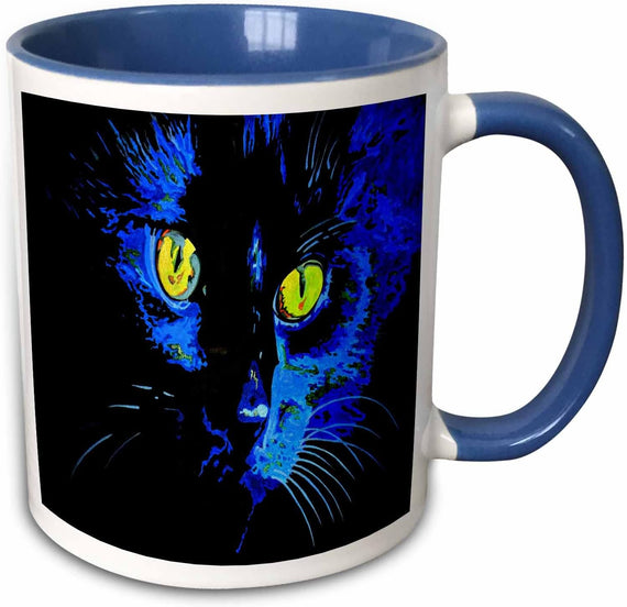 Taiche Acrylic Art Cat Black Cat Ceramic Mug