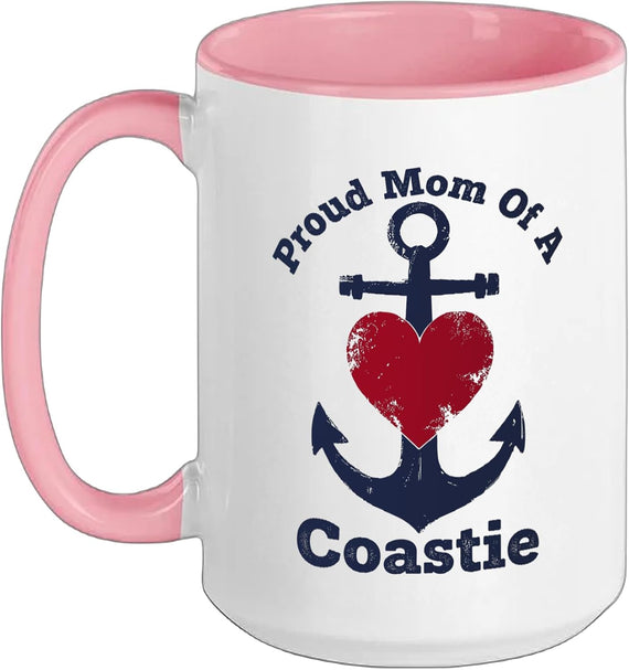 Proud Mom Of A Coastie Military Mom Heart Anchor Us Ceramic Mug