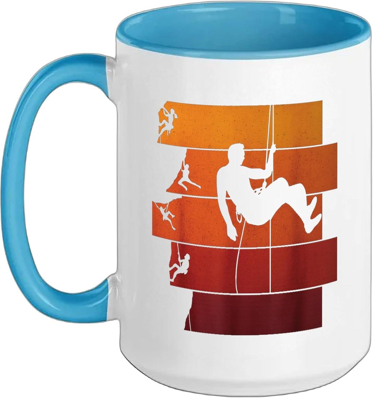 Rock Climbing Sunset Retro Mountain Design Ceramic Mug