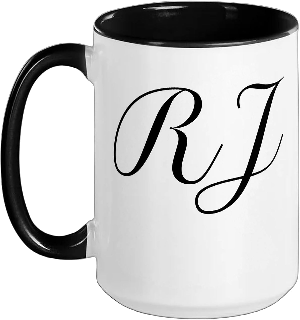 Beautiful Handwritten Font Rj Calligraphy Ceramic Mug