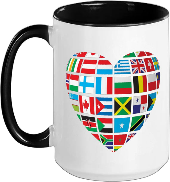 Country Flags International Heart Ceramic Mug