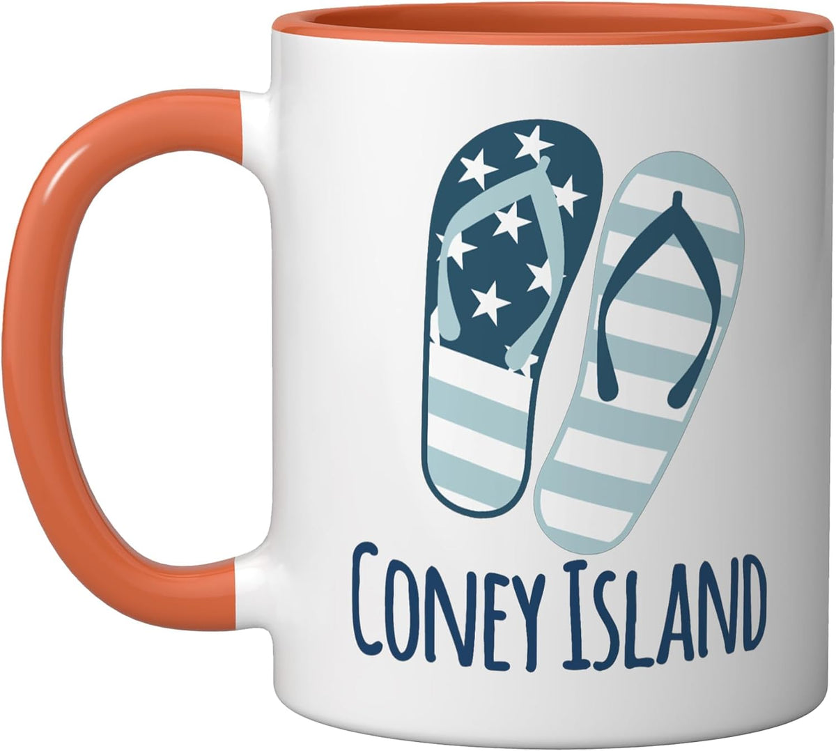 Coney Island Blue Stripes Nautical Coastal Beach Flip Ceramic Mug
