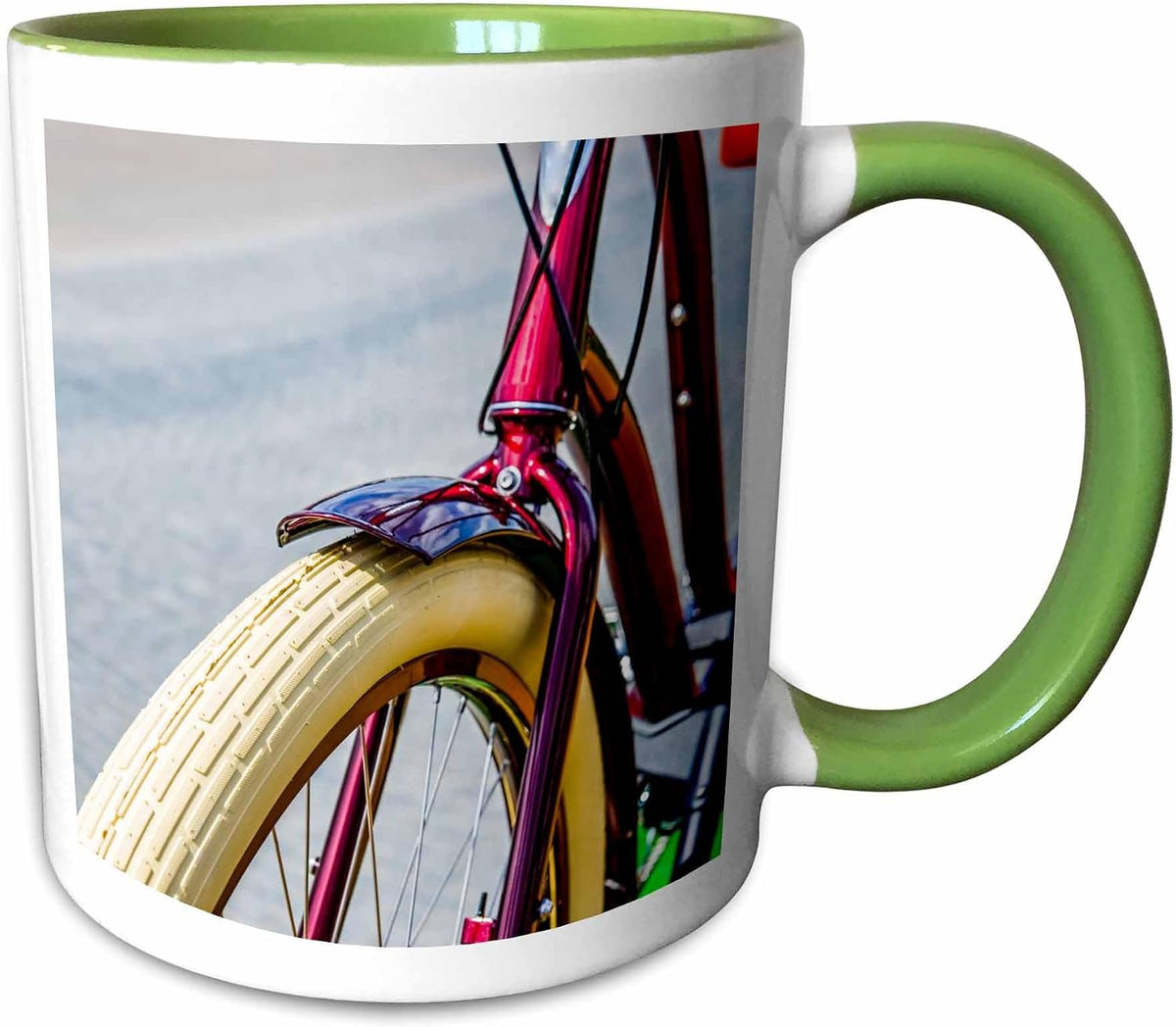 Purple Metal Frame & White Front Wheel Ceramic Mug