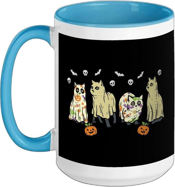 Halloween Cats Ghost Sheets Costume Women Girls Kids Ceramic Mug