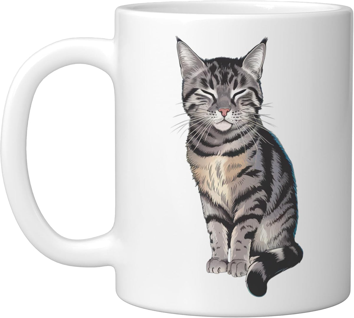 Smiling Tabby Cat Cute Relaxed Kitty Pose Portrait Ceramic Mug