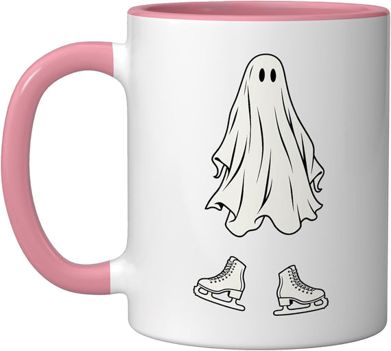 Funny Ghost Figure Skater Ice Skating Halloween Costume Ceramic Mug
