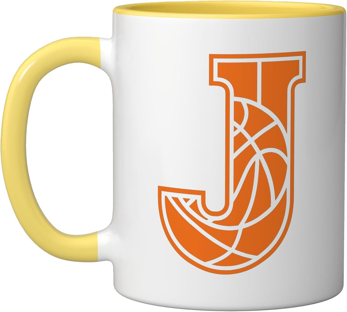 Basketball Court Sport Monogram Initial Letter J Design Ceramic Mug