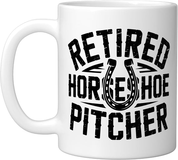 Retired Horseshoe Pitcher Outdoor Lawn Game Retirement Ceramic Mug