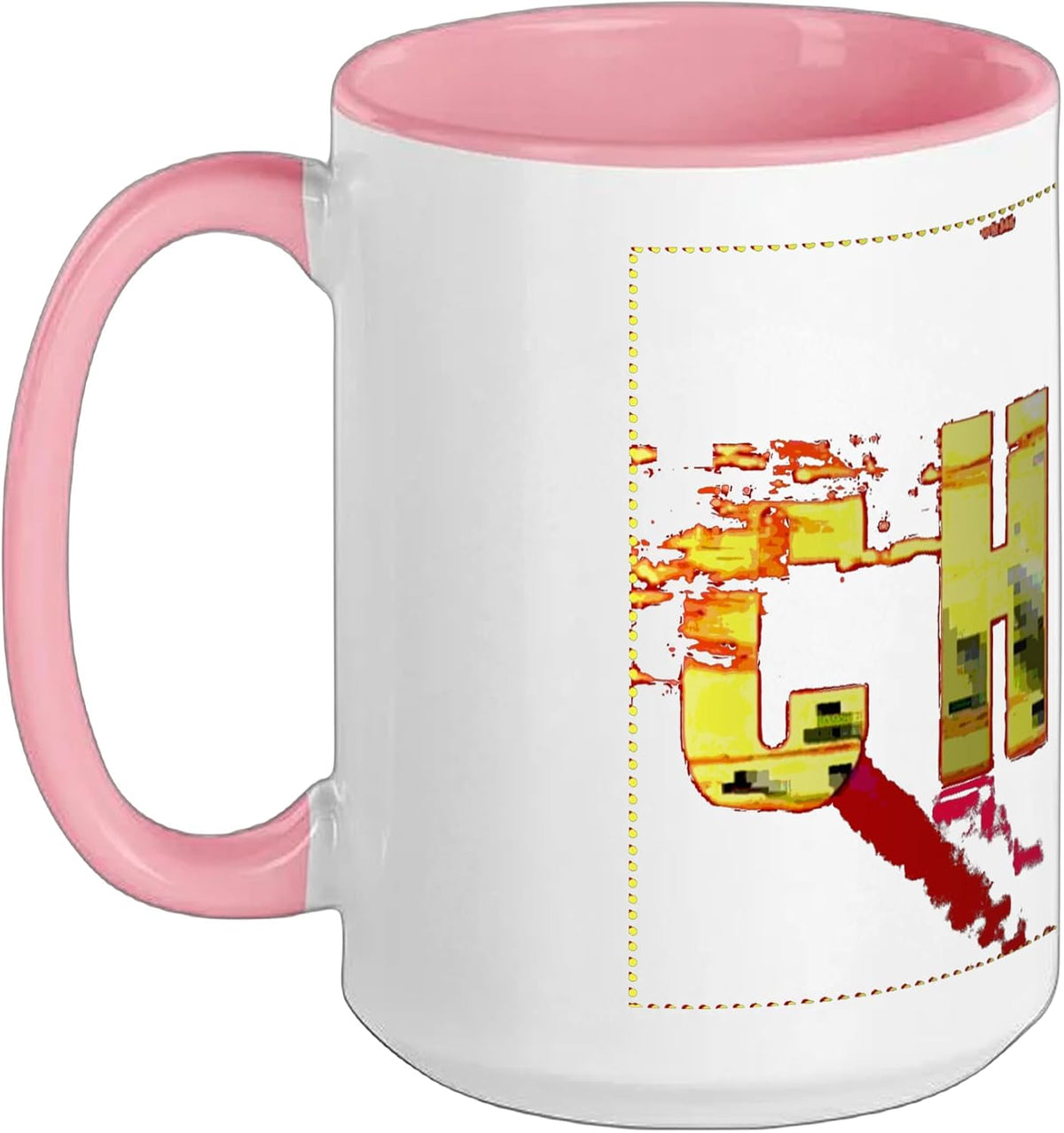 Chaos High-Contrast Distorted Glitch Art Typographic Ceramic Mug