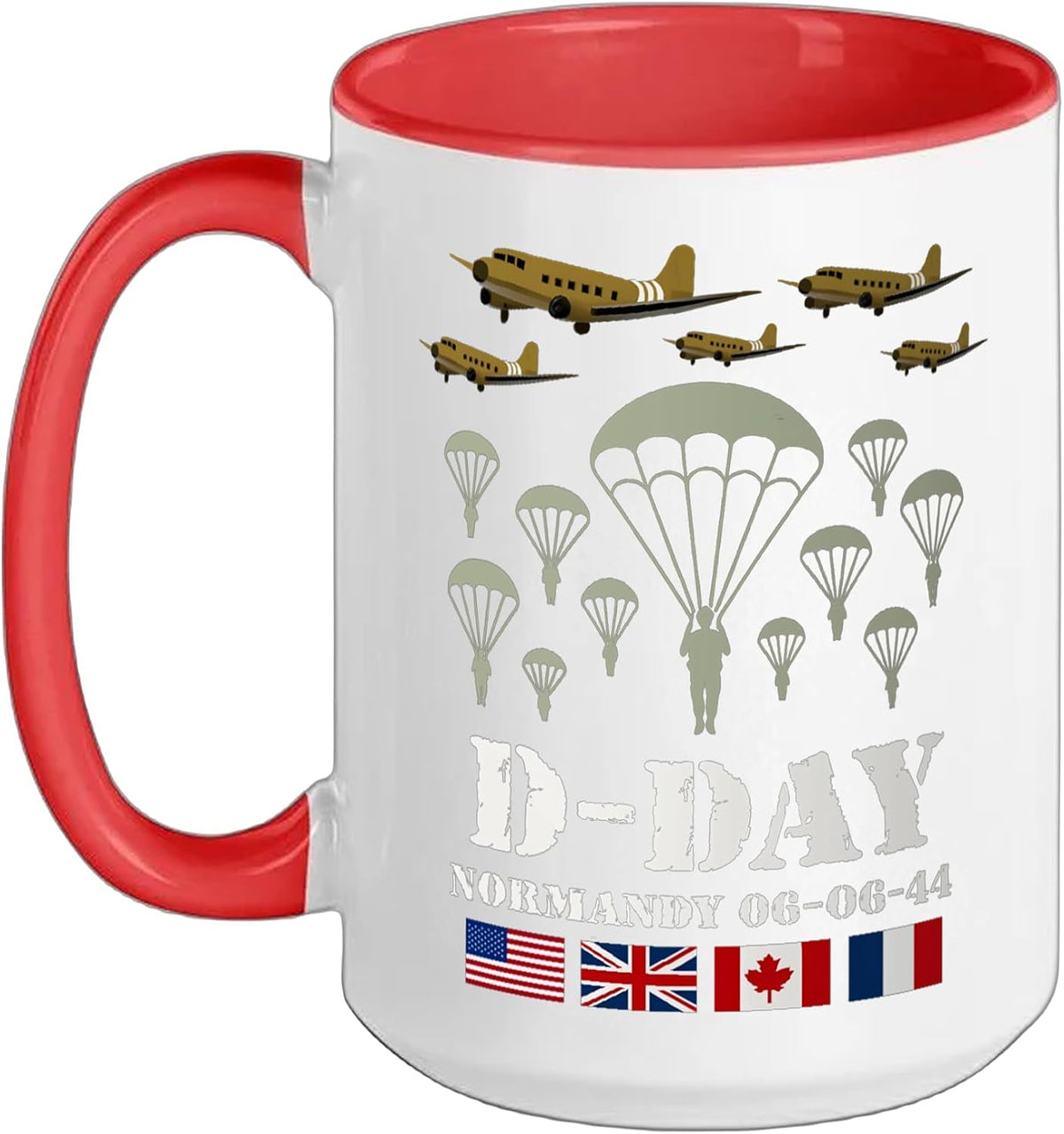 D-Day Normandy 06-06-44 Paratroopers Veteran Ceramic Mug