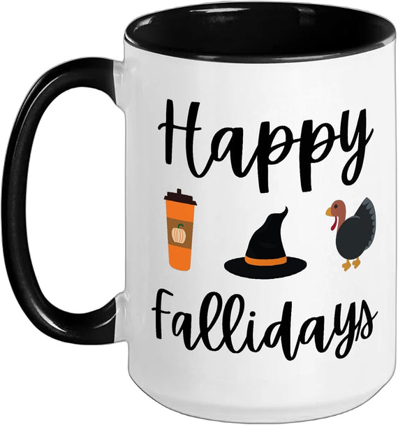 Fall Season Happy Fallidays Thanksgiving Halloween Ceramic Mug