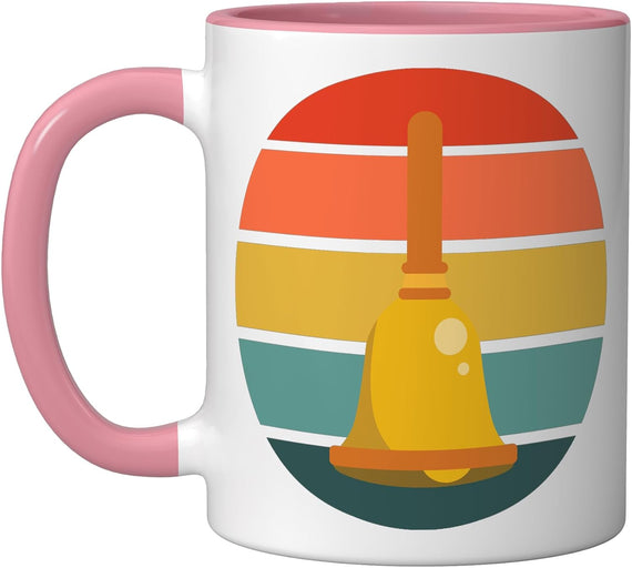 Golden Handbell On Retro Sunset Ceramic Mug
