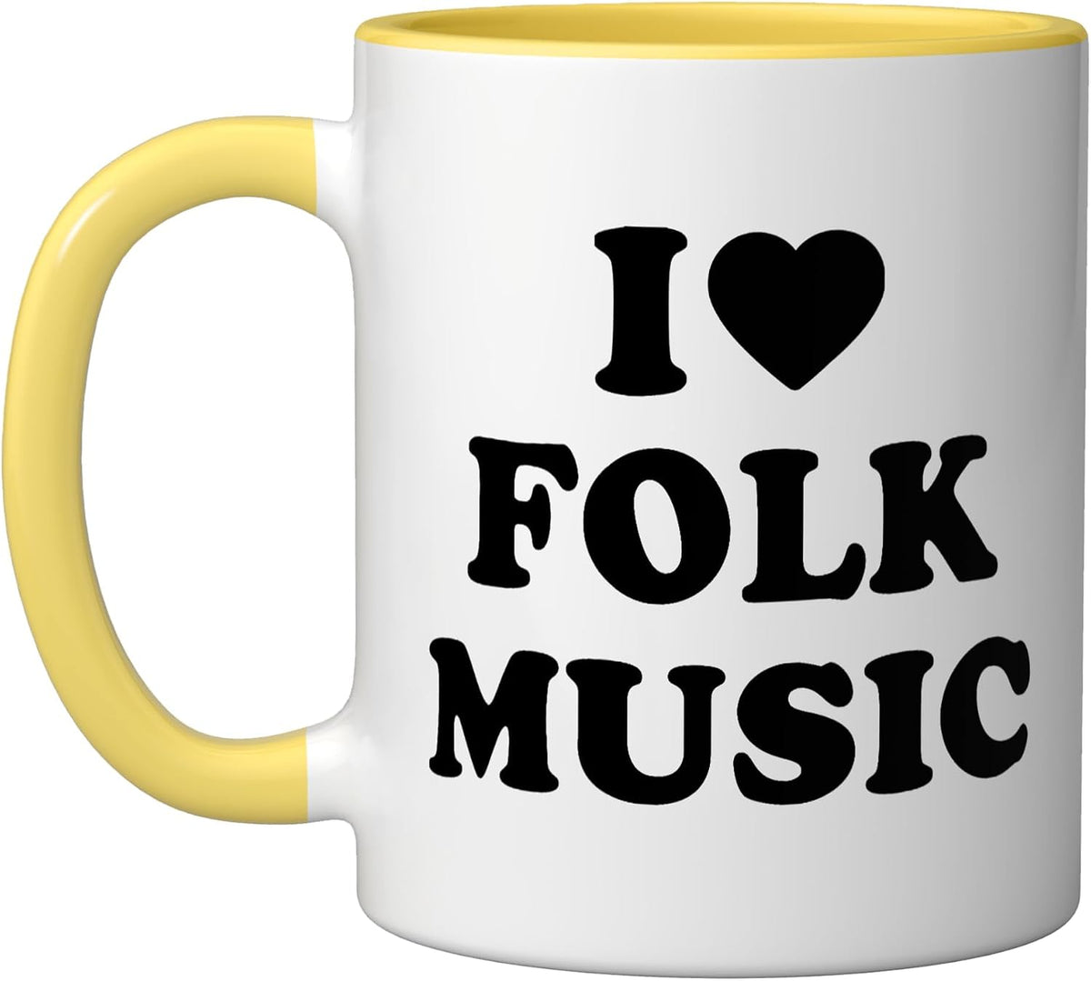 I Love Folk Music, I Heart Folk Music Ceramic Mug