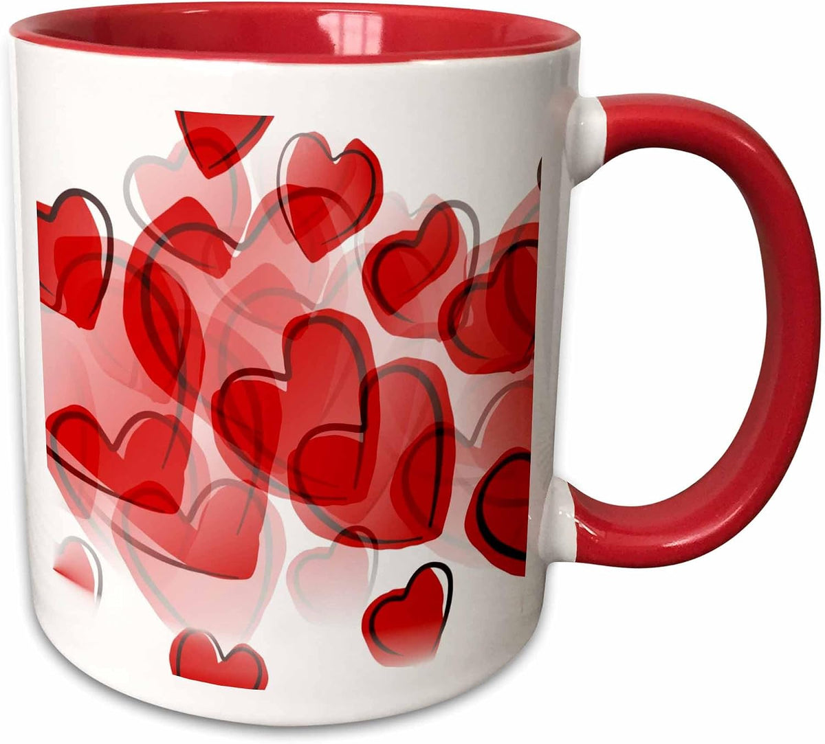 Love Red Hearts - Lovable Art - Valentines Day Ceramic Mug