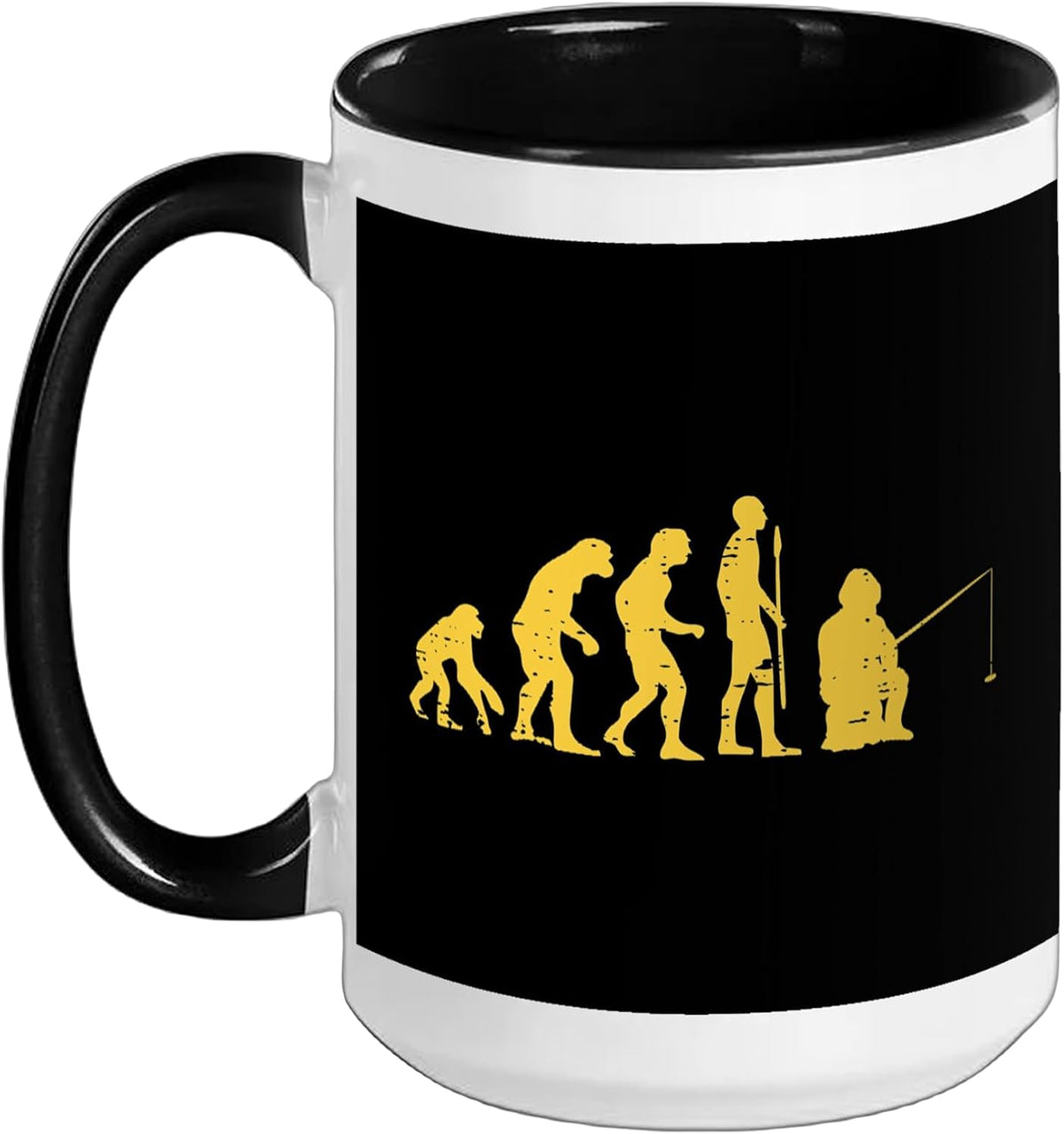 Human Evolution Fishing Funny Fisherman Men Women Kids Ceramic Mug