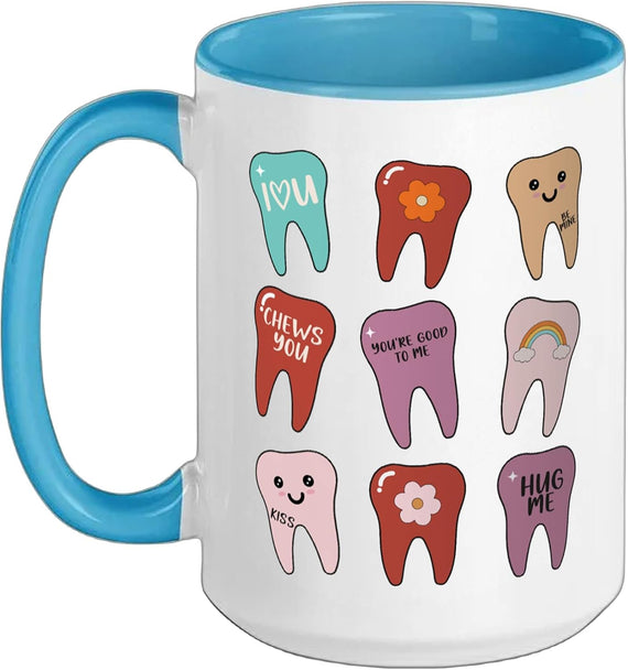 Retro Teeth Dentist Dental Hygienist Heart Valentines Ceramic Mug