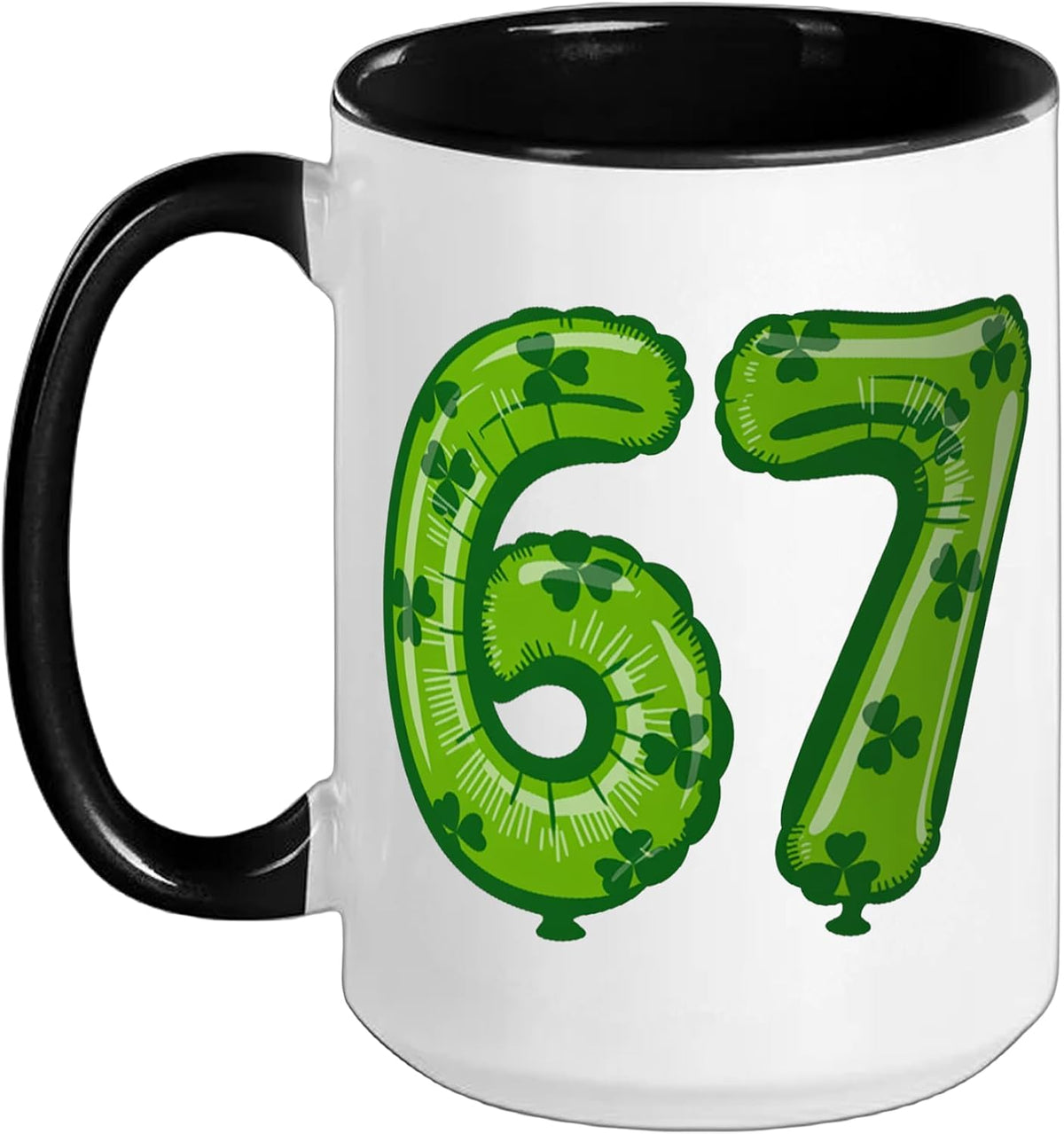 St Patrick's Day 67 Balloon Shamrock Meme Six Seven Ceramic Mug