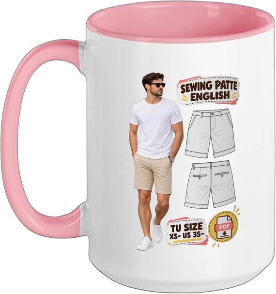 Sewing Patte English Tu Size Xs Us 35 Pdf Shorts Ceramic Mug