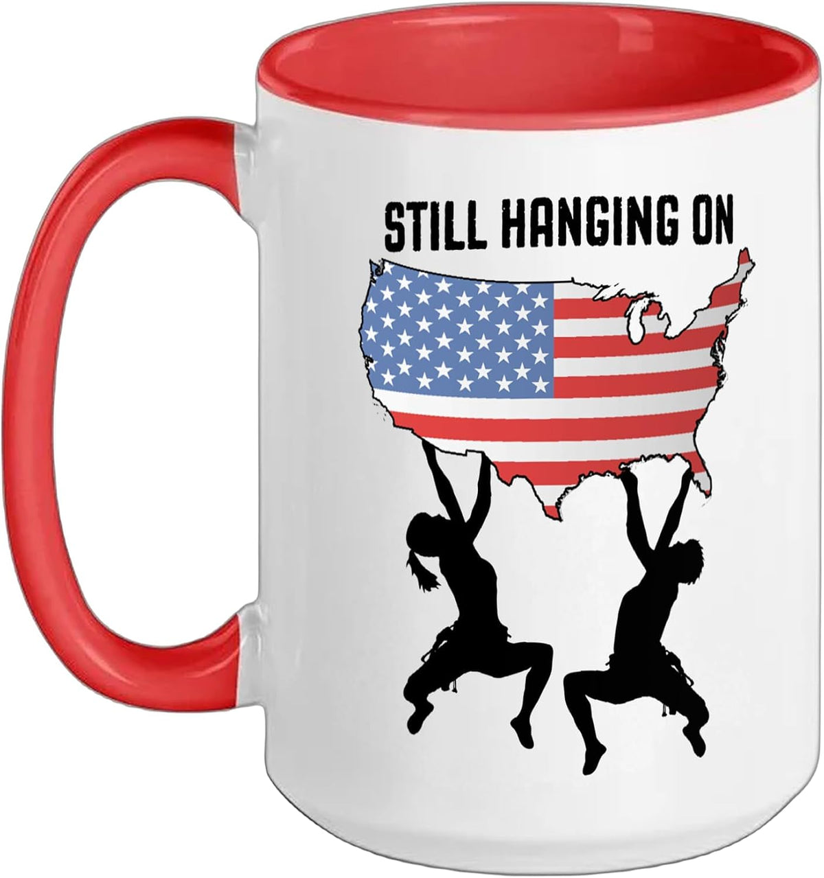 Still Hanging On Climbing Couple Usa Map Funny Ceramic Mug