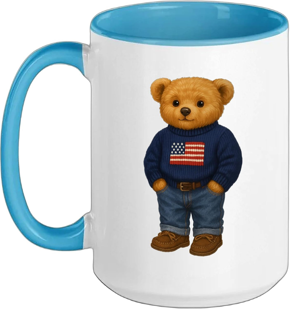 Cool American Usa Teddy Bear Illustration Graphic Designs Ceramic Mug