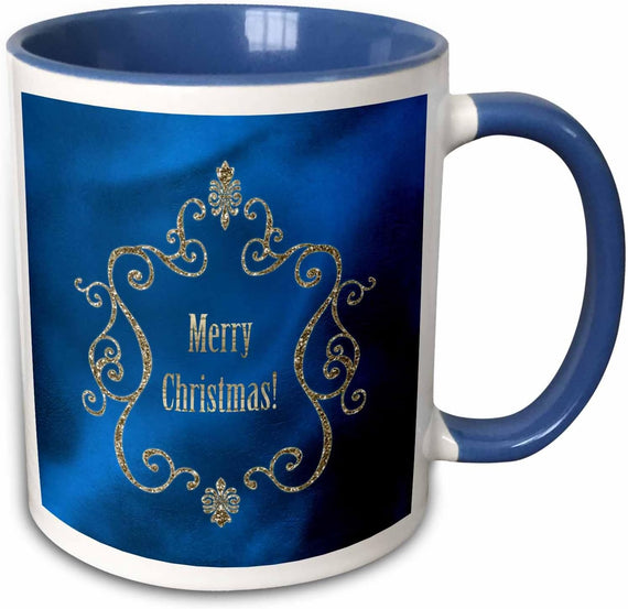 Gold Jewel Look Frame Merry Christmas Ceramic Mug