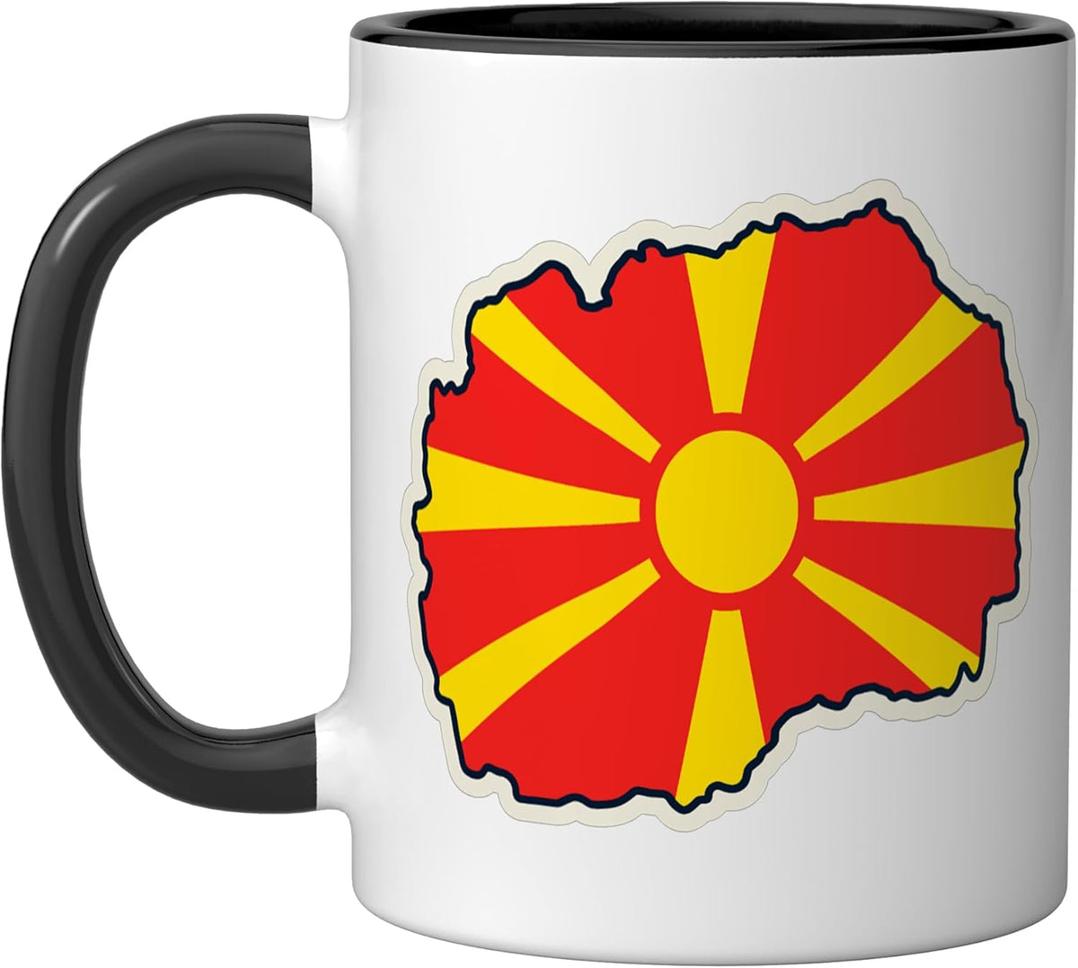 North Macedonia Flag Map Sun Rays Balkan Country Design Ceramic Mug