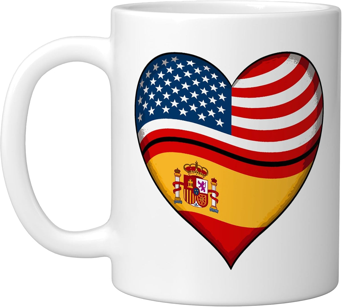 Heart American Spanish Roots Usa Spain America Ceramic Mug