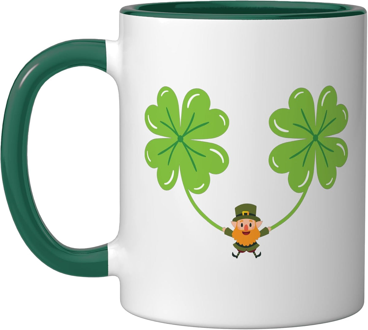Leprechaun Holding Shamrocks Cute St Patricks Day Ceramic Mug
