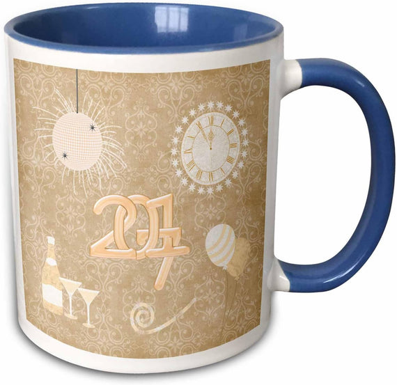 New Year 2017 Champagne Glasses Clock Balloon Ceramic Mug