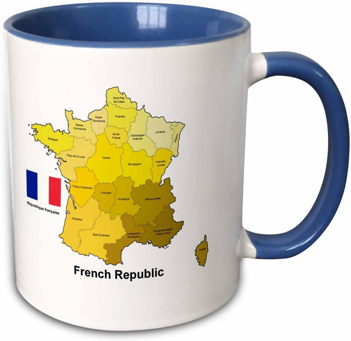 Colorful Flag & Map Of France With All French Ceramic Mug
