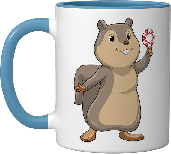 Squirrel Poker Chips Card Game Ceramic Mug