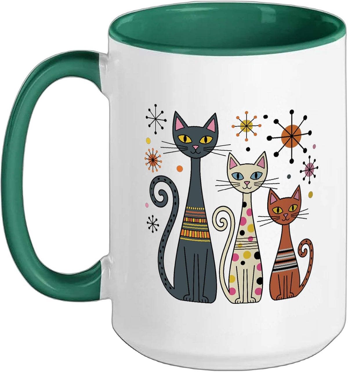 Retro Vintage Mid-Century Modern Look Cats 50's 60's Style Ceramic Mug