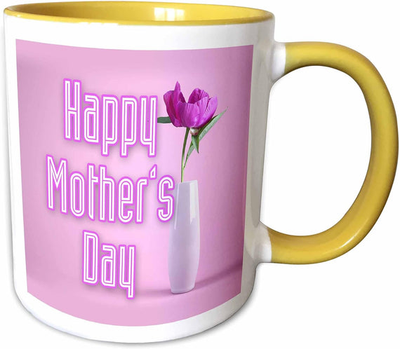 Words Happy Mothers Day With Purple Rose Ceramic Mug