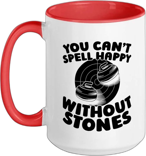 Can't Spell Happy Without Stones Curling Ceramic Mug