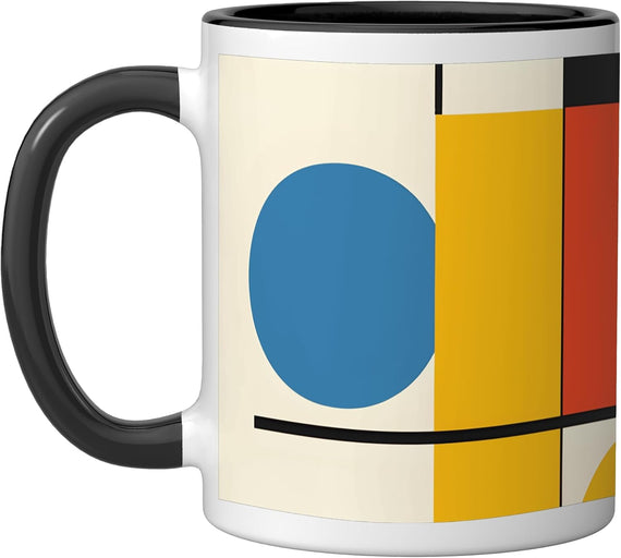 Bauhaus Grid Circles Geometric Abstract Modern Design Ceramic Mug
