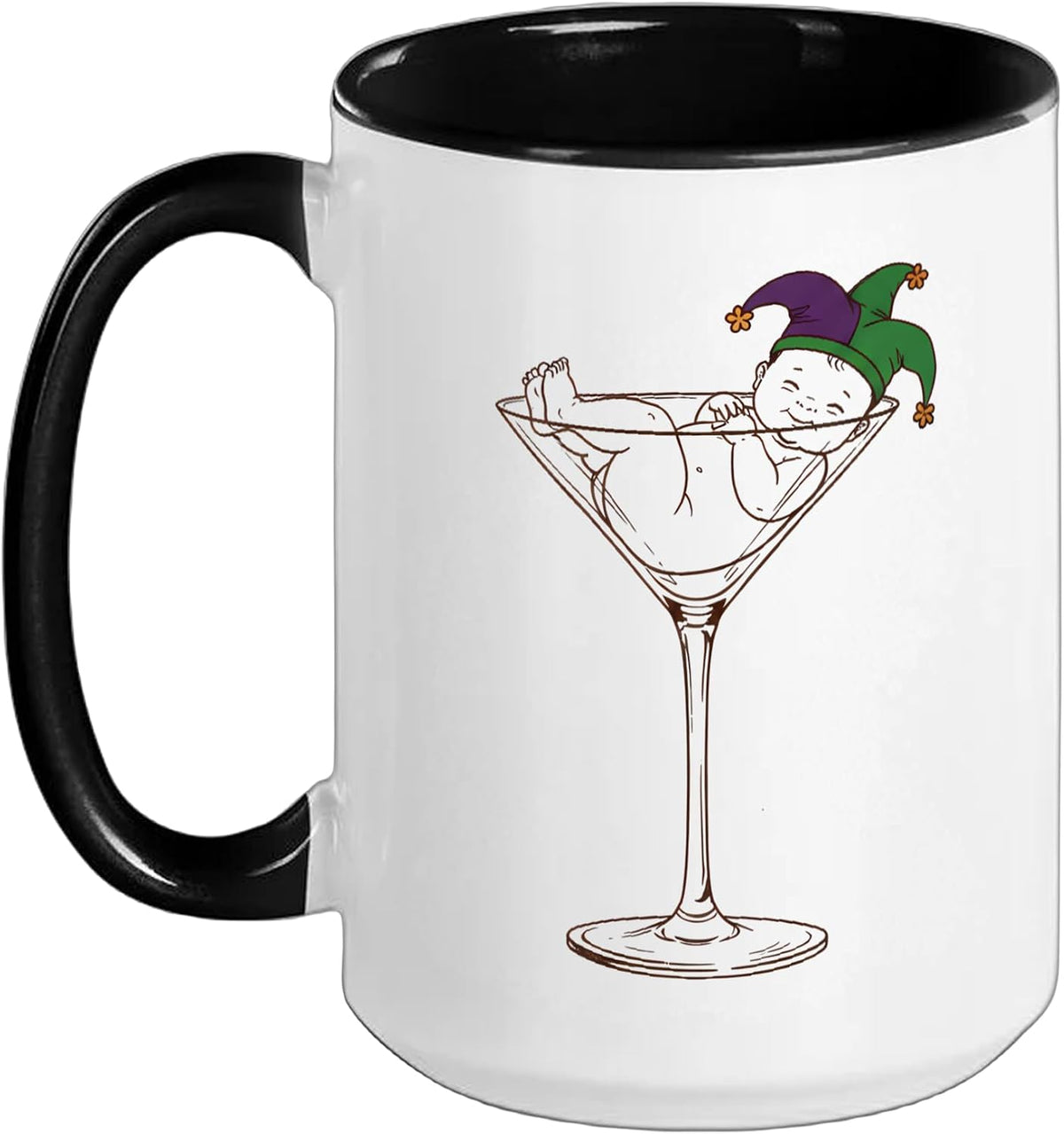 Mardi Gras Vibes Baby Martini Lover Drinking Carnival Ceramic Mug